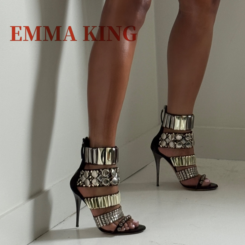 Summer Holiday Clothing Women - Sandal Tali Pergelangan Kaki Berhias Hitam