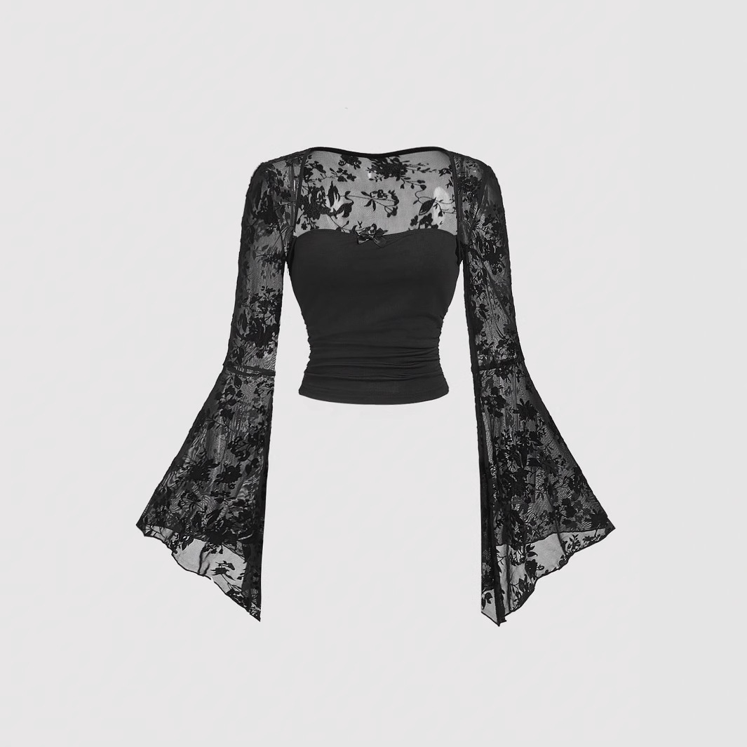Summer Grunge Clothing - Kaos Gothic Seksi Berbahan Lace Mesh
