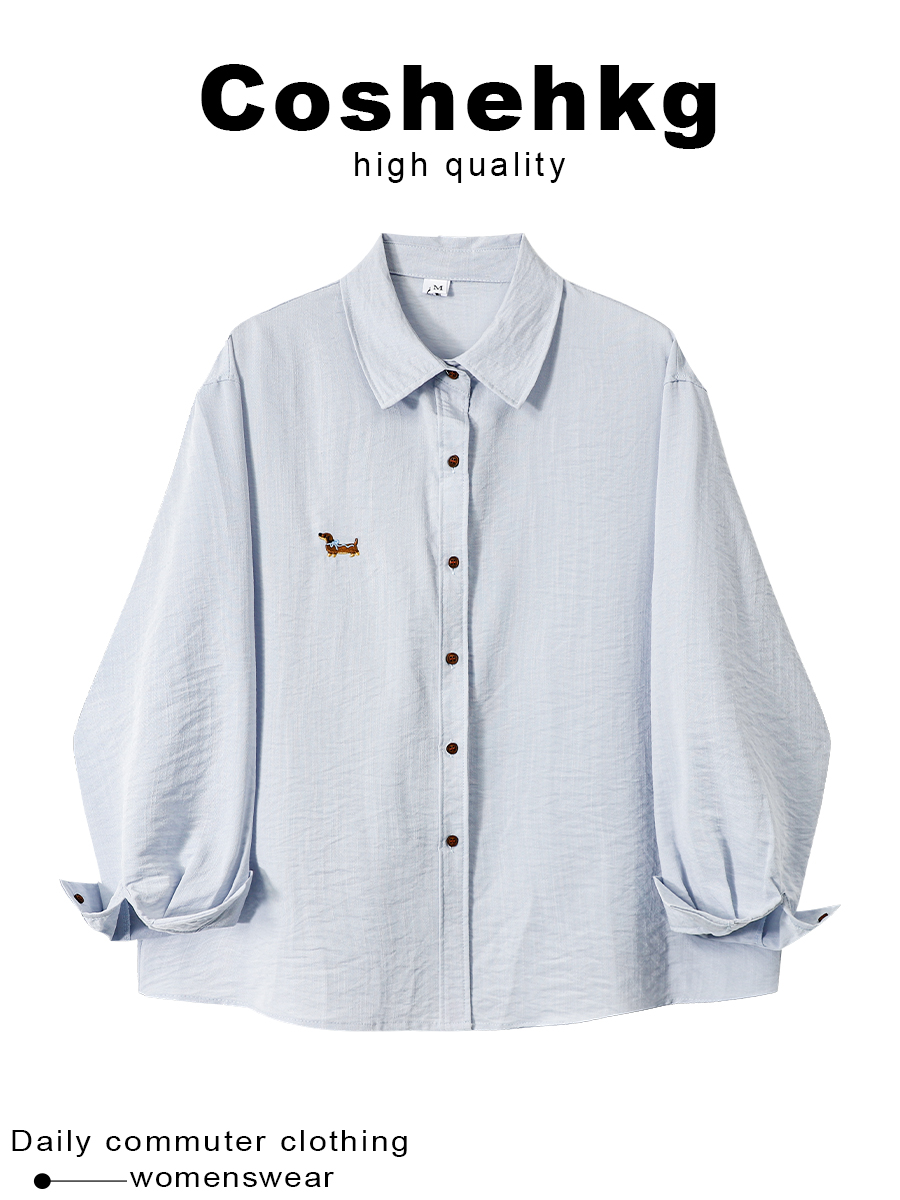 Summer Clothing Layering - Coshehkg Kemeja Bordir Anjing Sosis Gaya