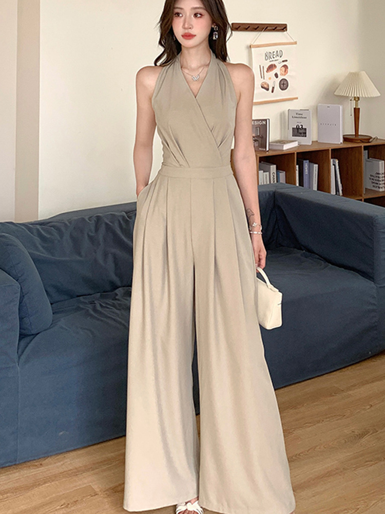 Summer Clothing In French - Jumpsuit Tanpa Lengan Elegan Gaya Prancis