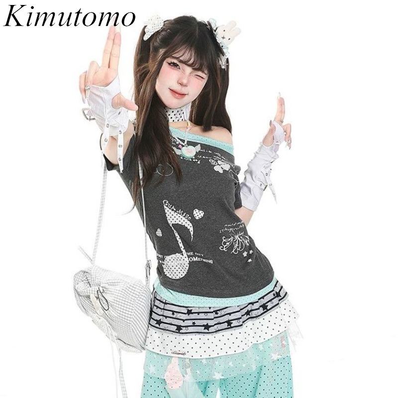 Kimutomo Kaus Wanita Motif Pol - Summer Grunge Clothing ulasan dan harga