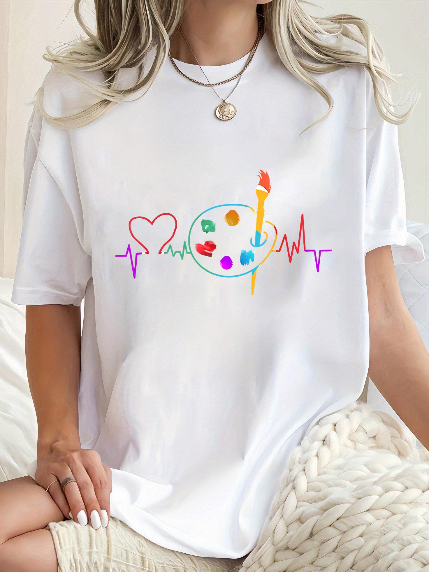 Kaos Wanita Kasual Kerah Bulat - Summer Clothing Color Palette ulasan dan harga