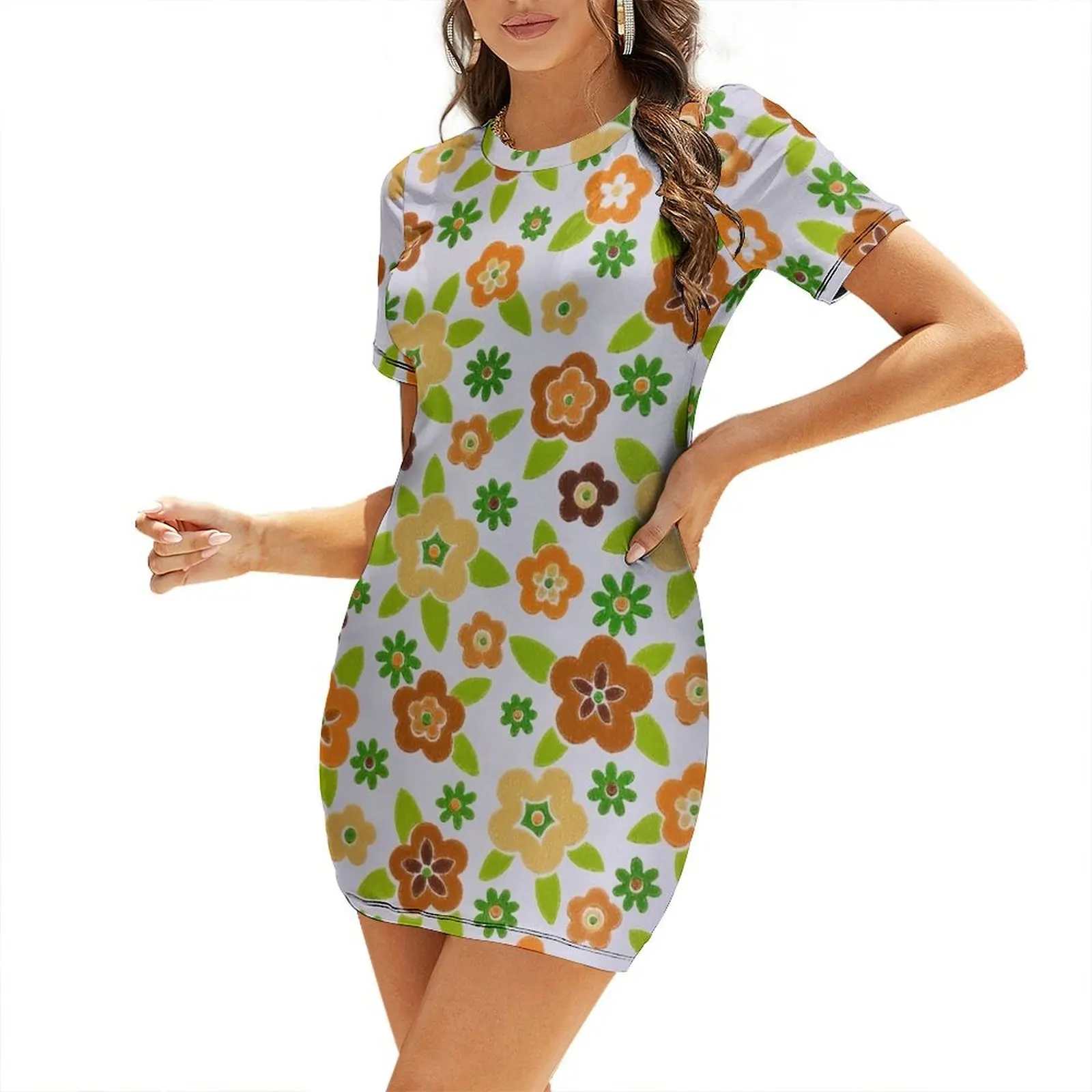 Gaun pendek berlengan pendek d - Summer Clothing Online ulasan dan harga