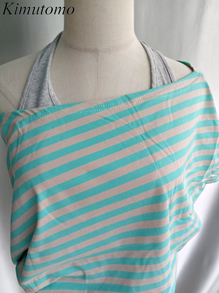 Kimutomo Kaus Wanita Bergaris  - Summer Grunge Clothing ulasan dan harga