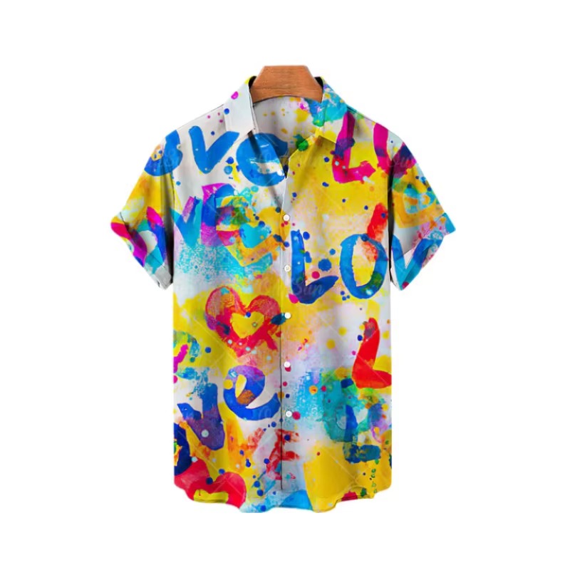 Kemeja gaya lukisan minyak 3D  - Summer Vacation Clothing Men ulasan dan harga
