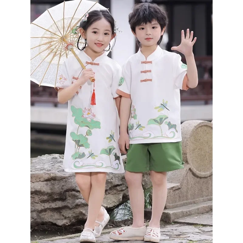 Setelan Cheongsam anak laki-la - Summer Clothing Online ulasan dan harga